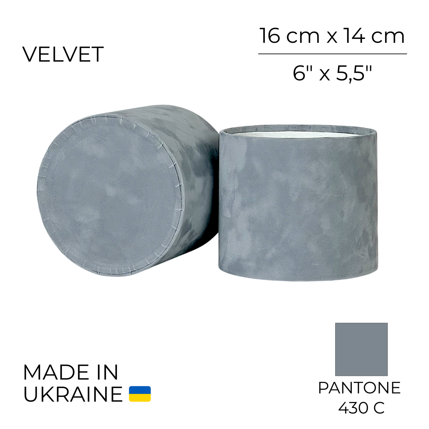 Velvet Round Flower Box 6" x 5,5" | 16 × 14 cm Light Grey (1 pc)