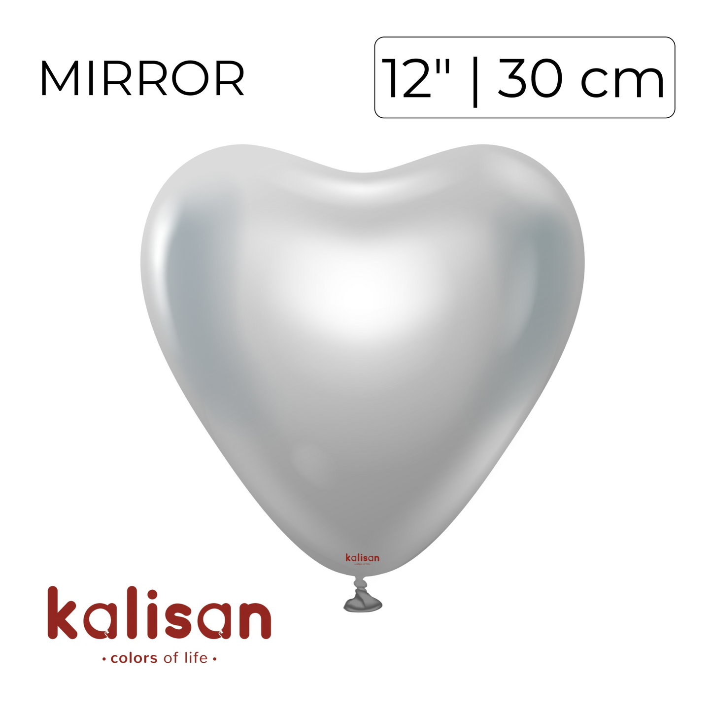 Kalisan 12" Heart | Mirror Silver (25 pcs)