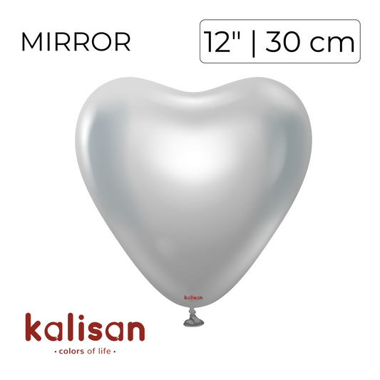 Kalisan 12" Heart | Mirror Silver (25 pcs)