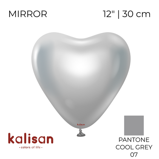 Kalisan 12" Heart | Mirror Silver (25 pcs)