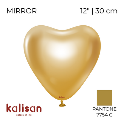 Kalisan 12" Heart | Mirror Gold (25 pcs)