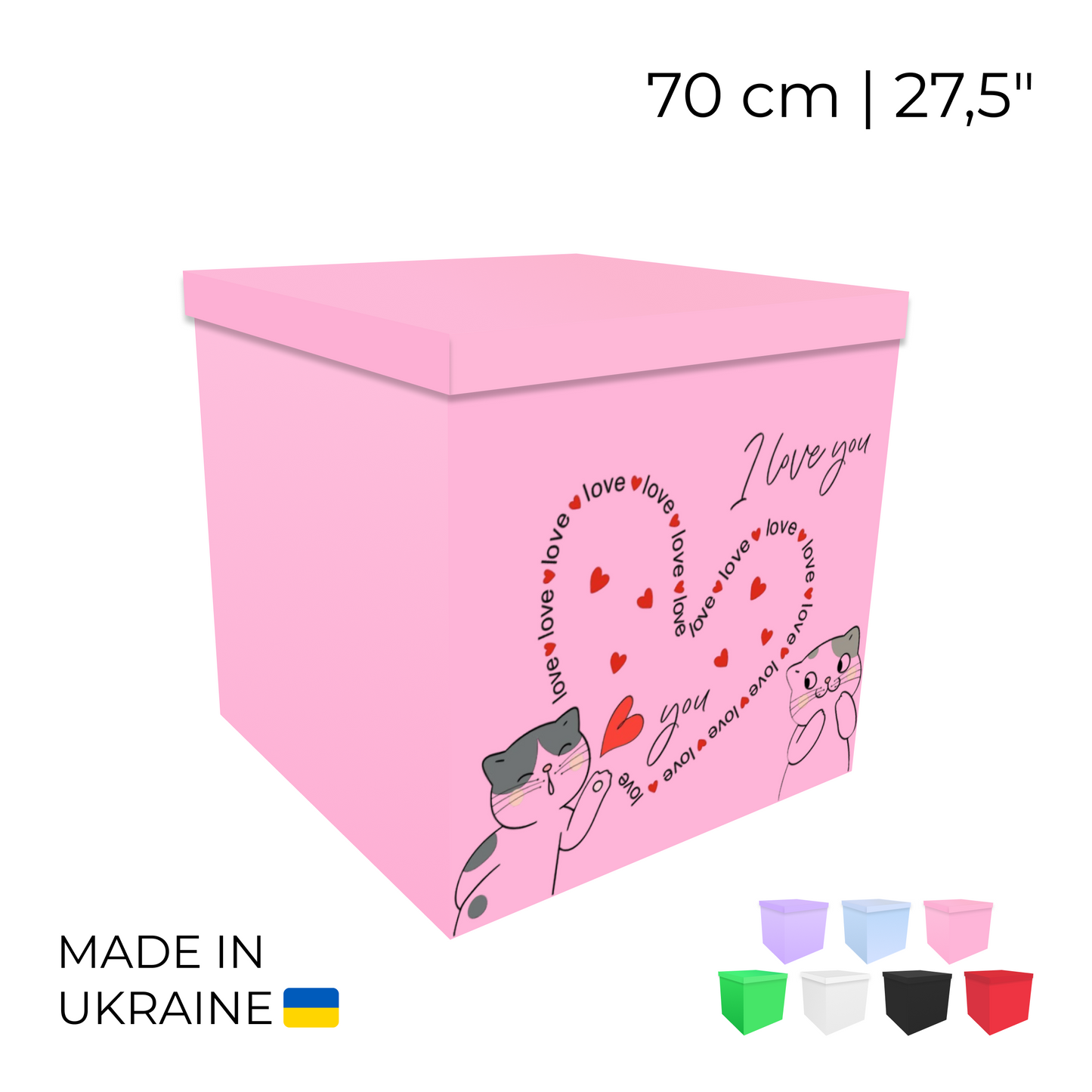 Printed Balloon Box 70 cm | 28" - "I Love You"