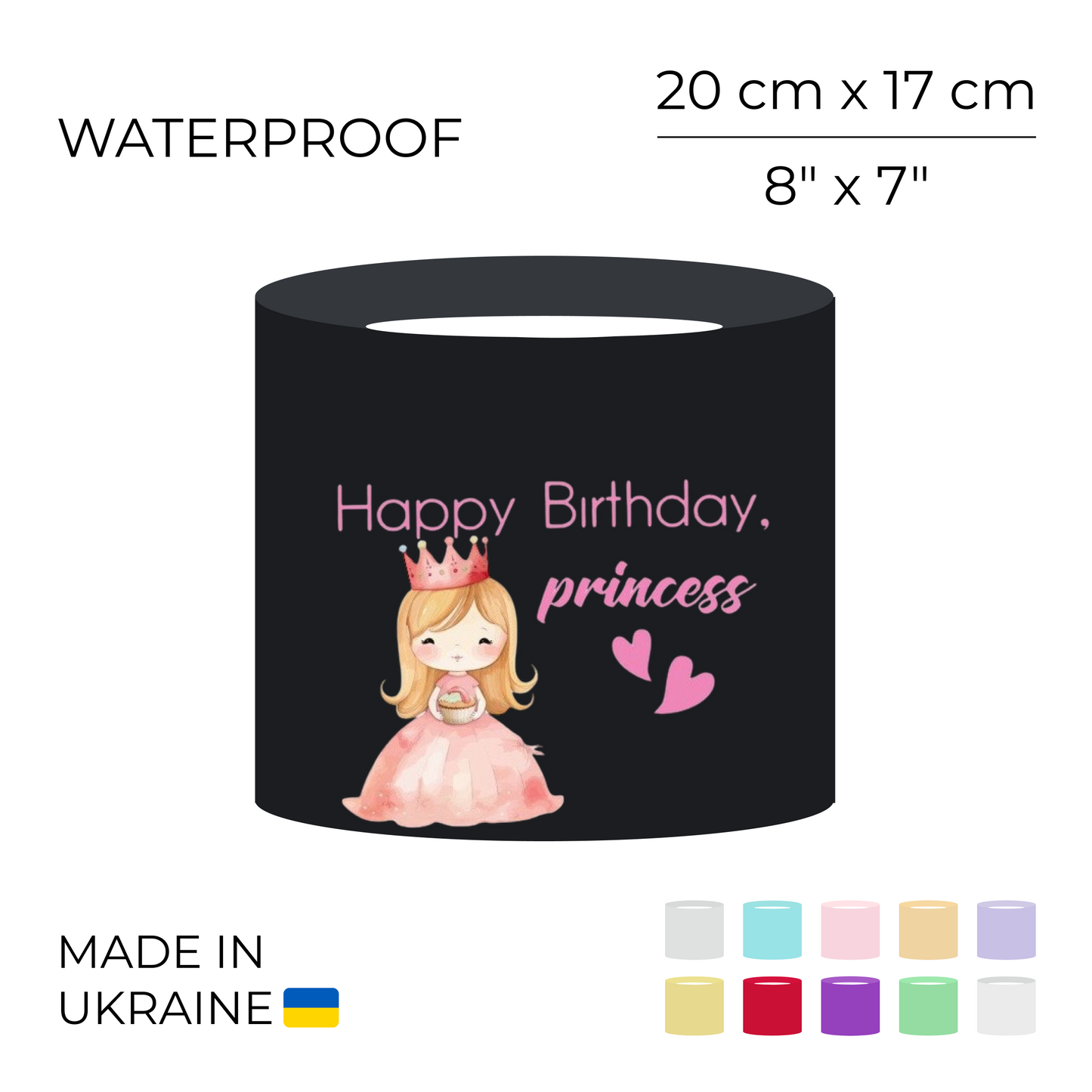 Printed Round Flower Box "Happy Birthday, Princess" | 20 x 17 cm (1 pc)