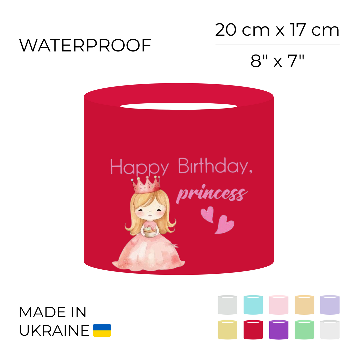 Printed Round Flower Box "Happy Birthday, Princess" | 20 x 17 cm (1 pc)