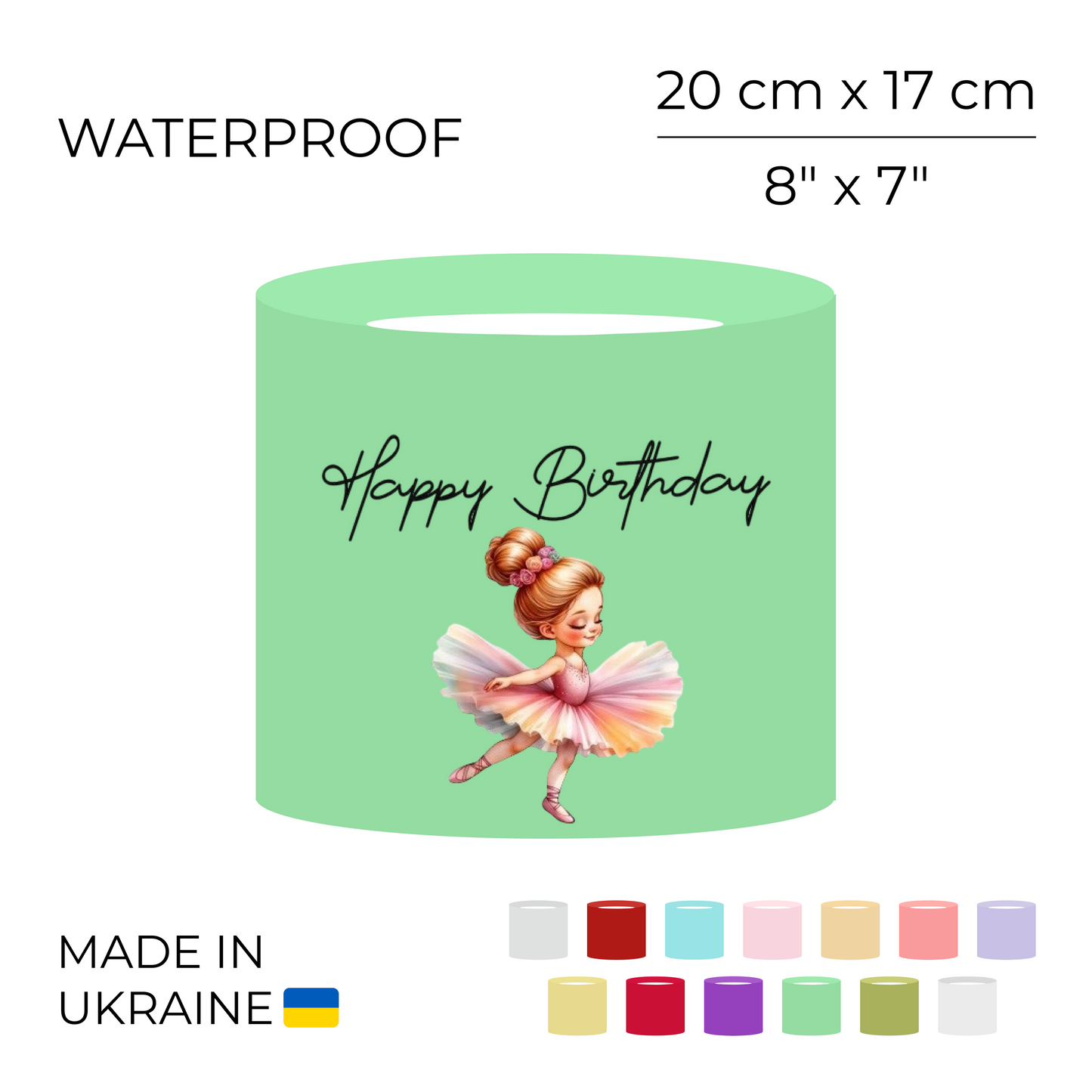 Printed Round Flower Box 70 cm | 28" - "Happy Birthday" | 20 x 17 cm (1 pc)
