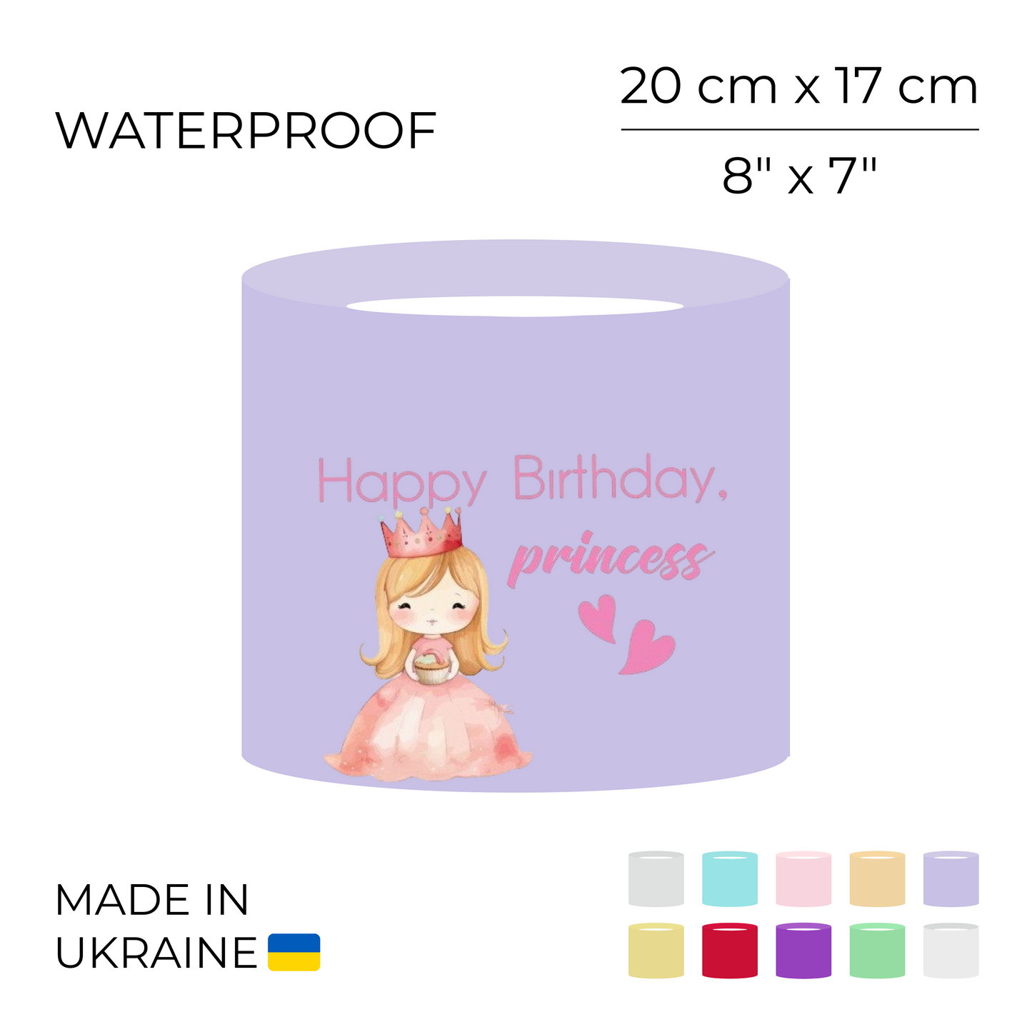 Printed Round Flower Box "Happy Birthday, Princess" | 20 x 17 cm (1 pc)