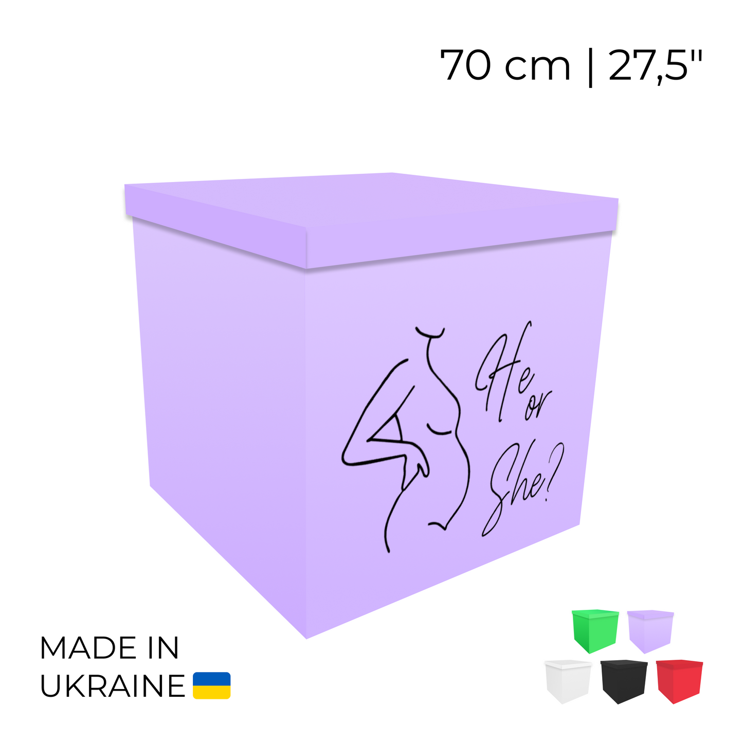 Printed Balloon Box 70 cm | 28" - "He or She"
