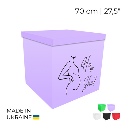 Printed Balloon Box 70 cm | 28" - "He or She"