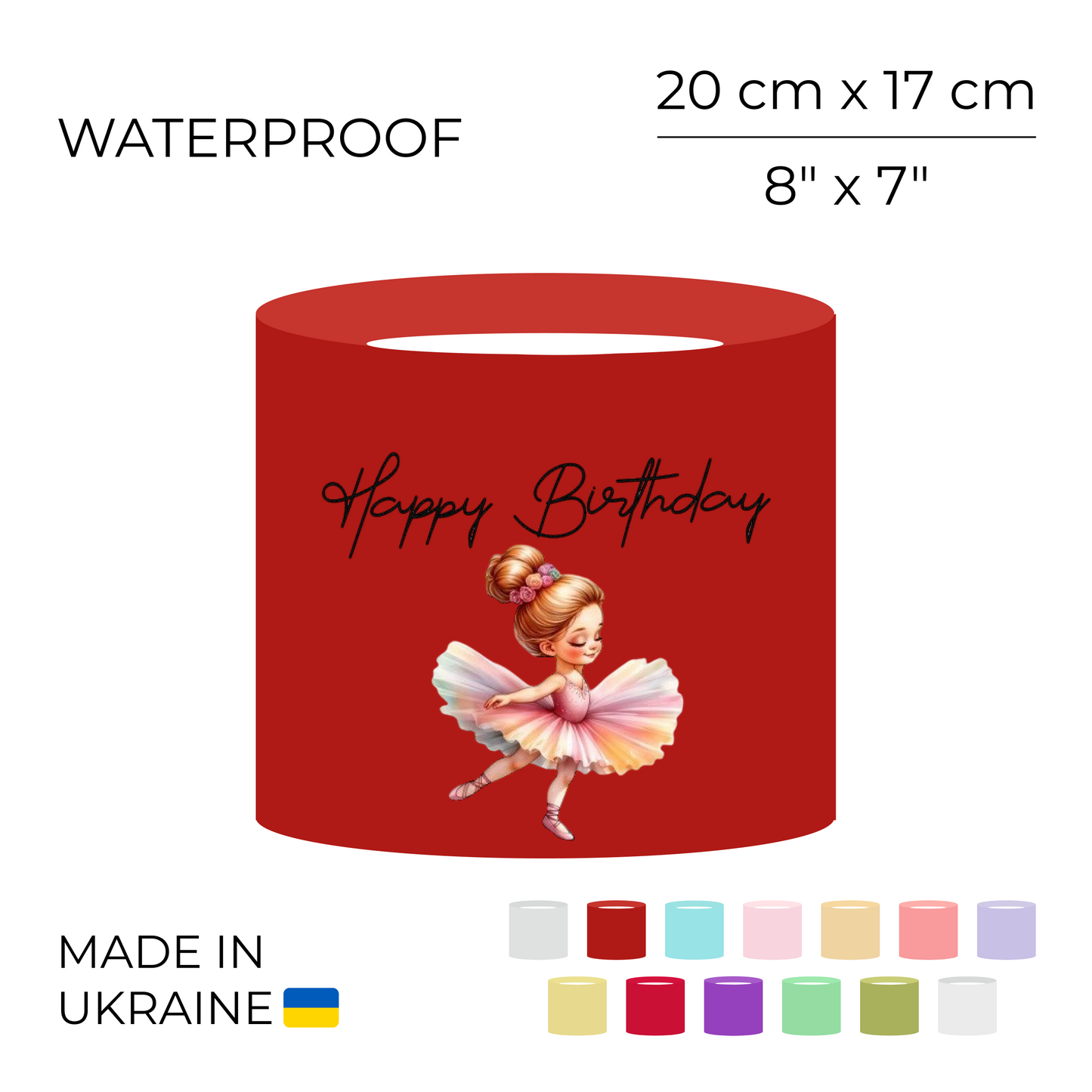 Printed Round Flower Box 70 cm | 28" - "Happy Birthday" | 20 x 17 cm (1 pc)