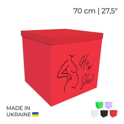 Printed Balloon Box 70 cm | 28" - "He or She"