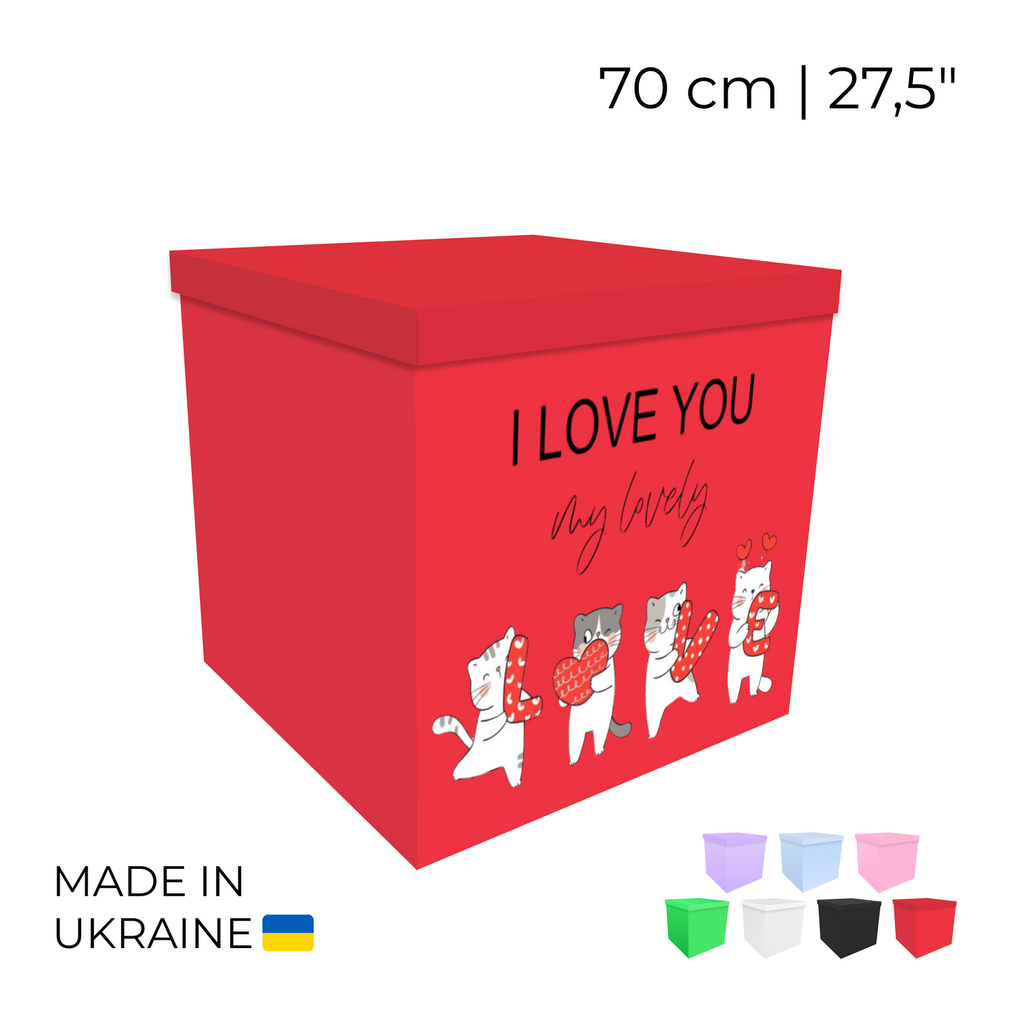 Printed Balloon Box 70 cm | 28" - "I Love You, My Lovely"