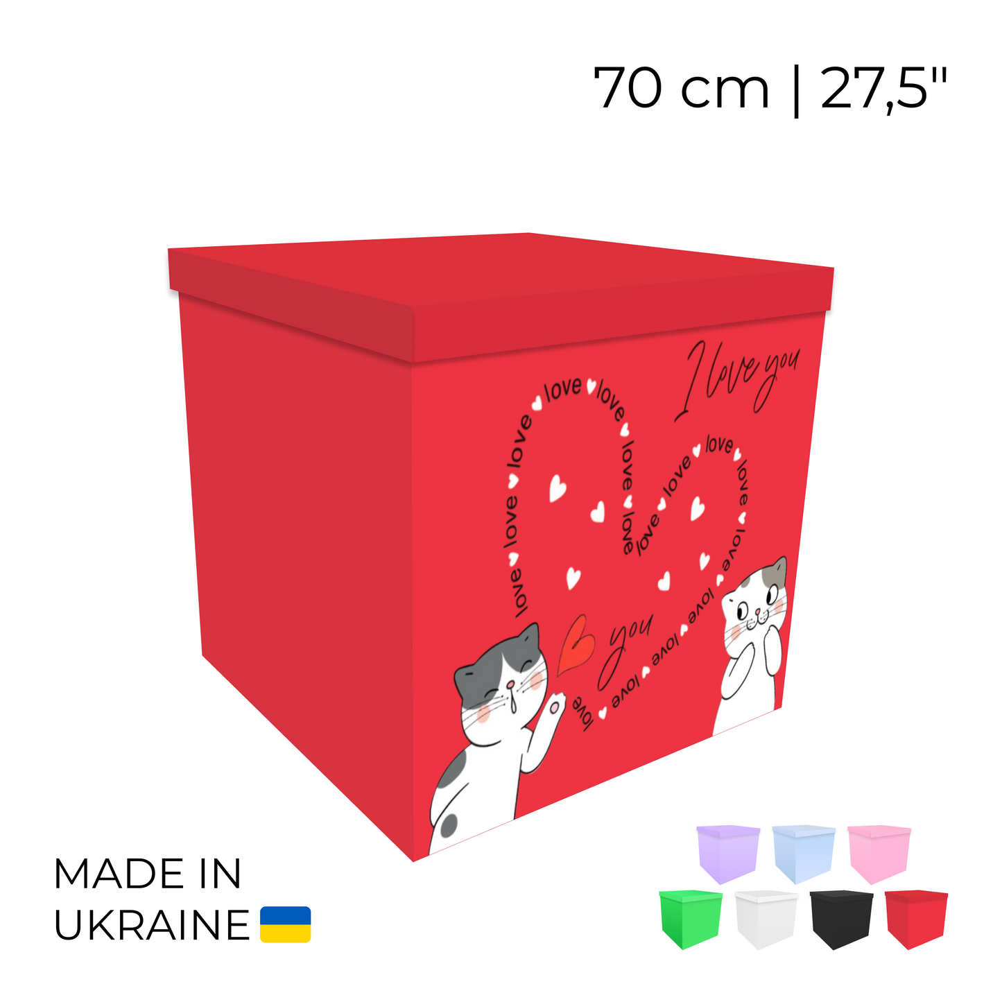 Printed Balloon Box 70 cm | 28" - "I Love You"