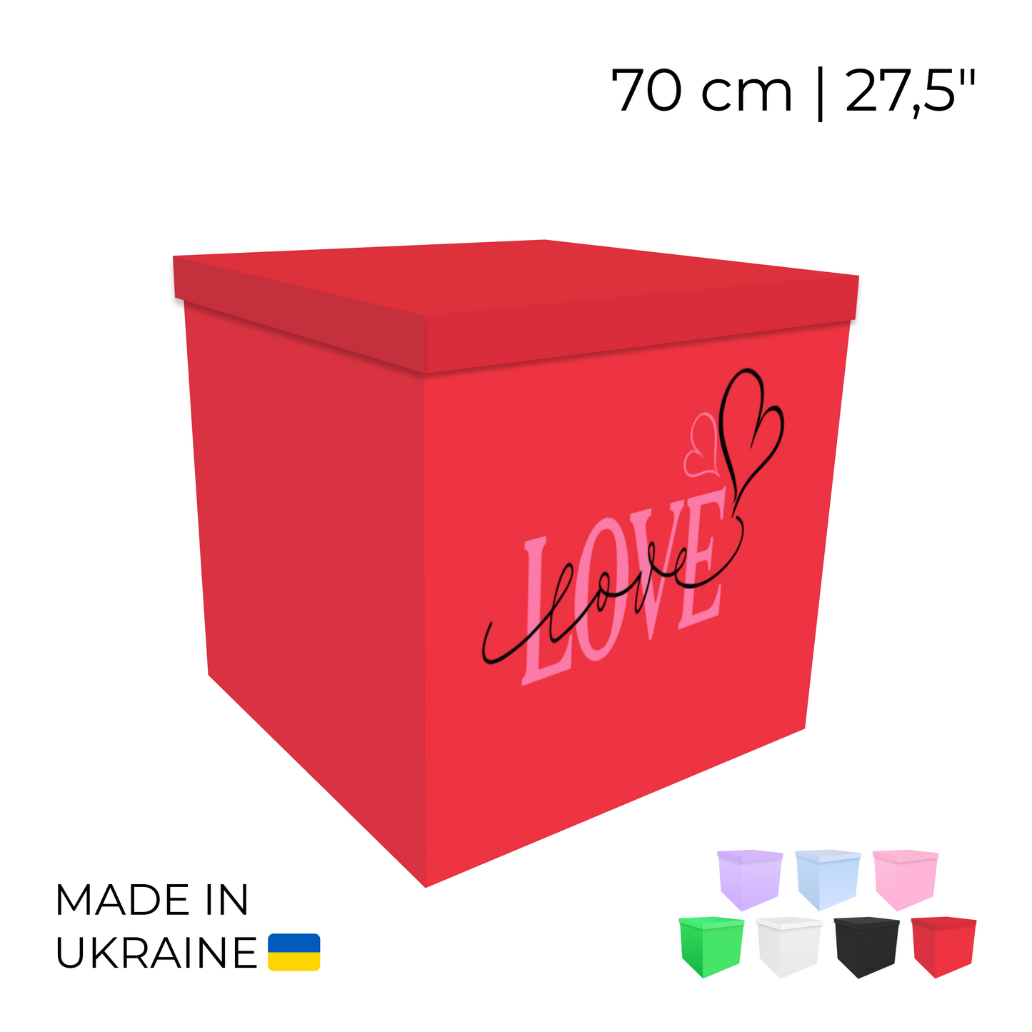 Printed Balloon Box 70 cm | 28" - "Love"