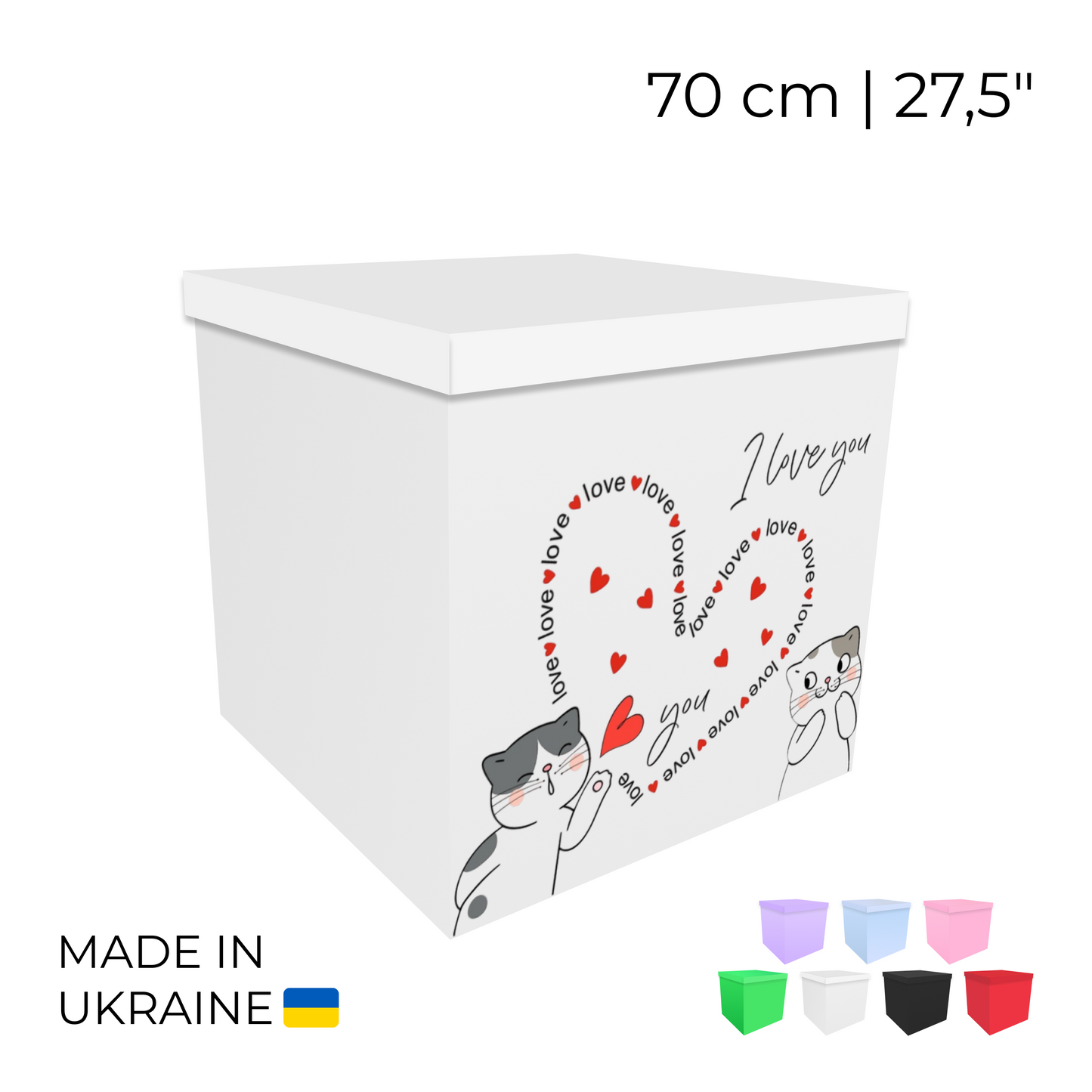Printed Balloon Box 70 cm | 28" - "I Love You"