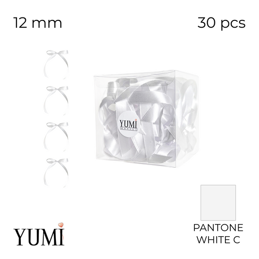 Satin Bow Set 003 White | 12 mm (30 pcs)