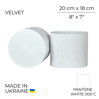 Velvet Round Flower Box 8" x 7" | 20 × 18 cm White (1 pc)