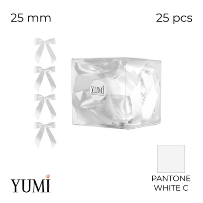 Satin Bow Set 009 White | 25 mm (25 pcs)