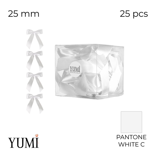 Satin Bow Set 009 White | 25 mm (25 pcs)