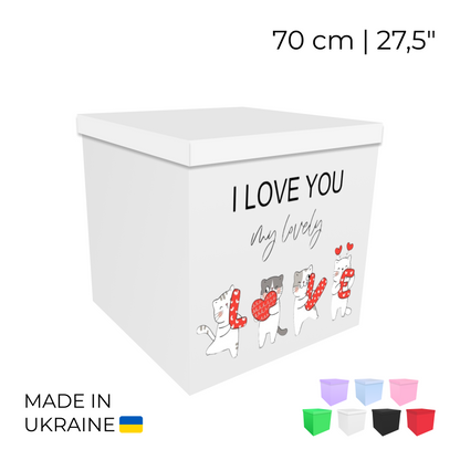 Printed Balloon Box 70 cm | 28" - "I Love You, My Lovely"