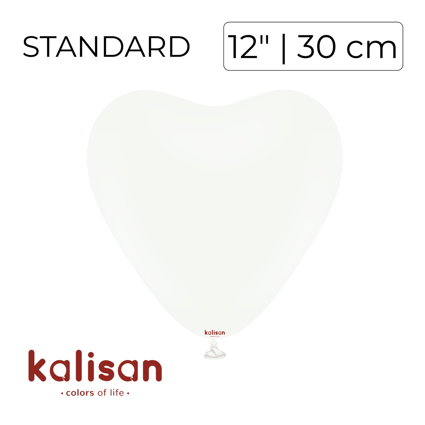 Kalisan 12" Heart | Standard White (25 pcs)