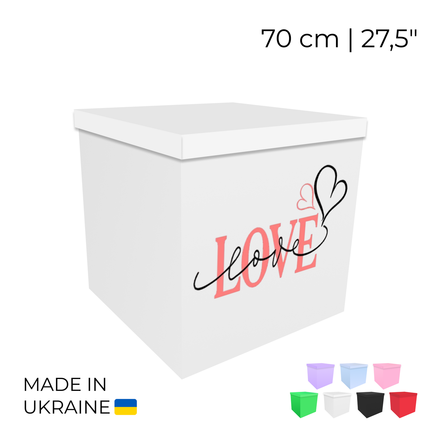 Printed Balloon Box 70 cm | 28" - "Love"