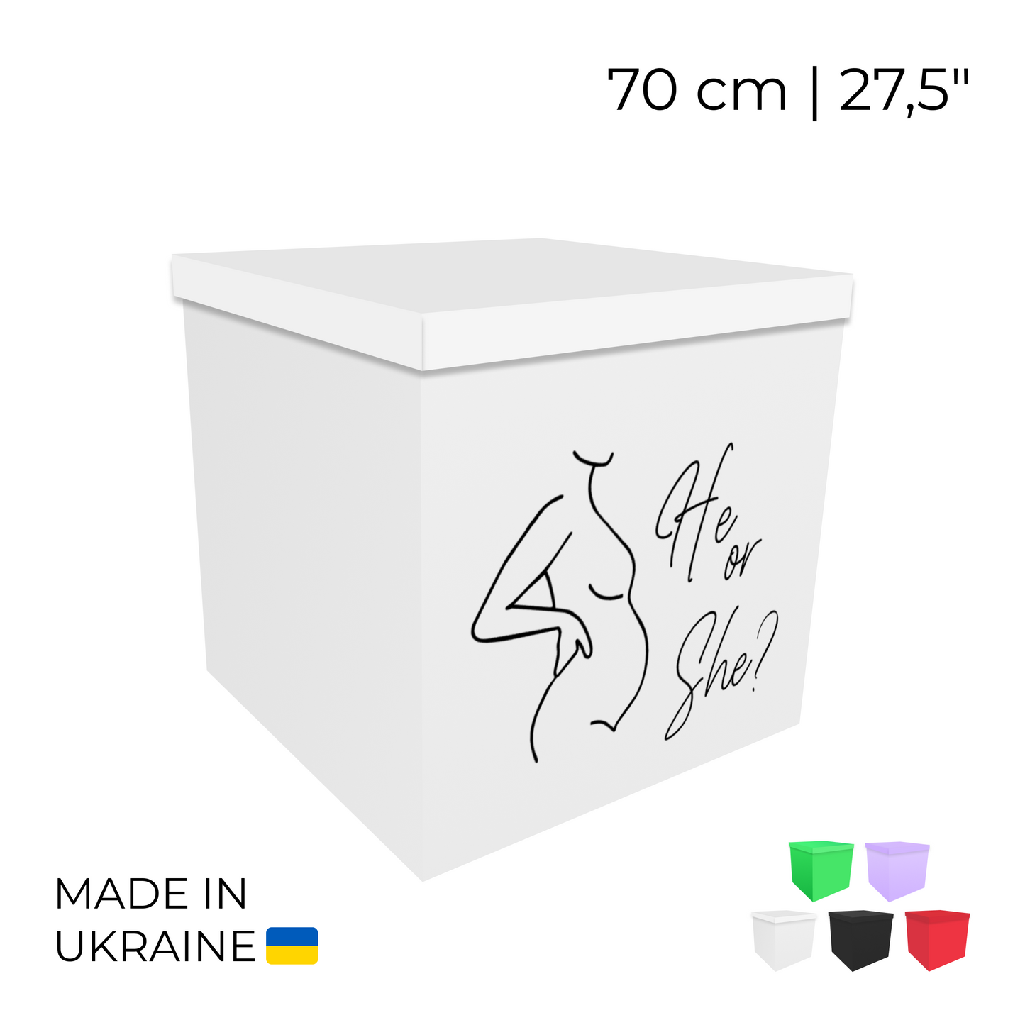 Printed Balloon Box 70 cm | 28" - "He or She"