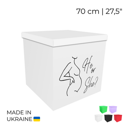 Printed Balloon Box 70 cm | 28" - "He or She"