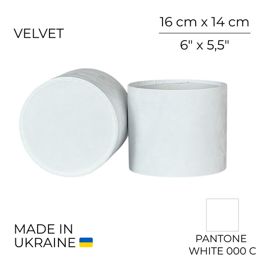 Velvet Round Flower Box 6" x 5,5" | 16 × 14 cm White (1 pc)