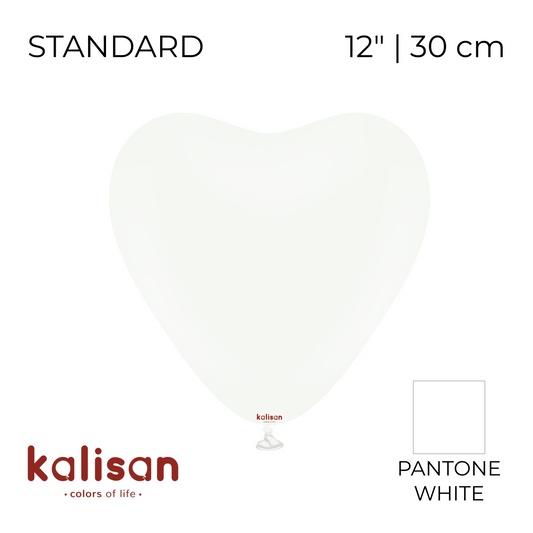 Kalisan 12" Heart | Standard White (25 pcs)